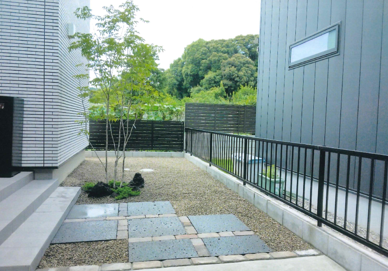 溝口造園・庭・アプローチ・石畳・敷石・おしゃれ・洋風,和モダン