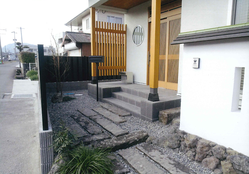 溝口造園・庭・アプローチ・石畳・敷石・おしゃれ・洋風,和モダン